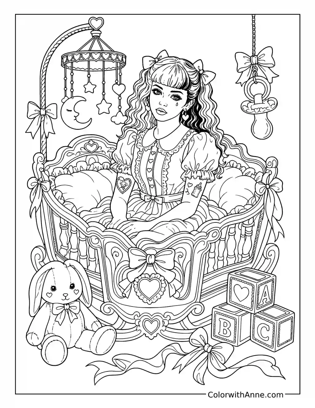 Melanie Martinez in a Moonlit Cradle coloring page