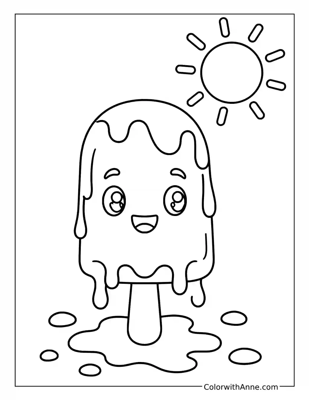 Melting Popsicle Under the Sun coloring page