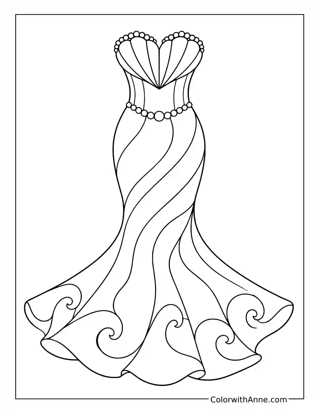 Mermaid-Inspired Dress coloring page
