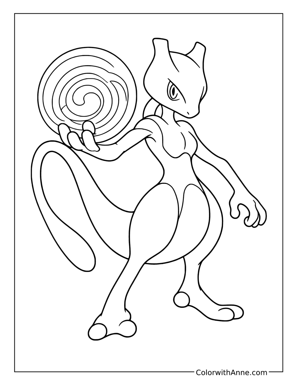 Mewtwo Holding a Psychic Spiral coloring page