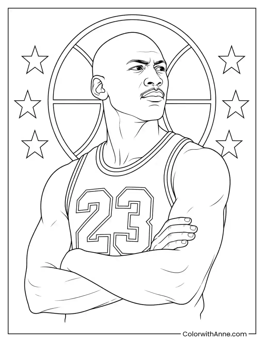 Michael Jordan Determined Portrait coloring page
