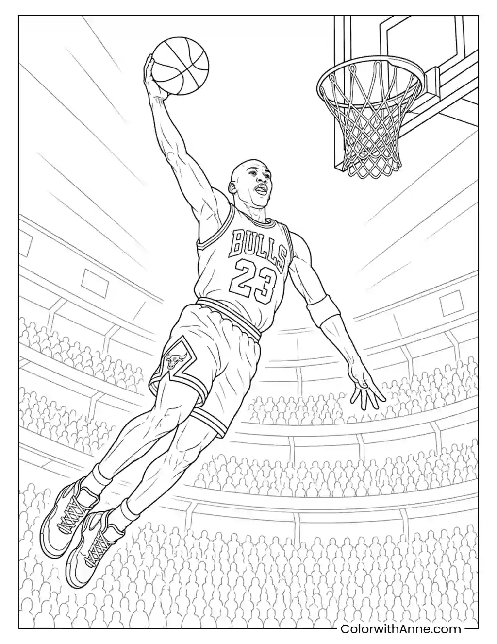 Michael Jordan Free Throw Line Dunk coloring page