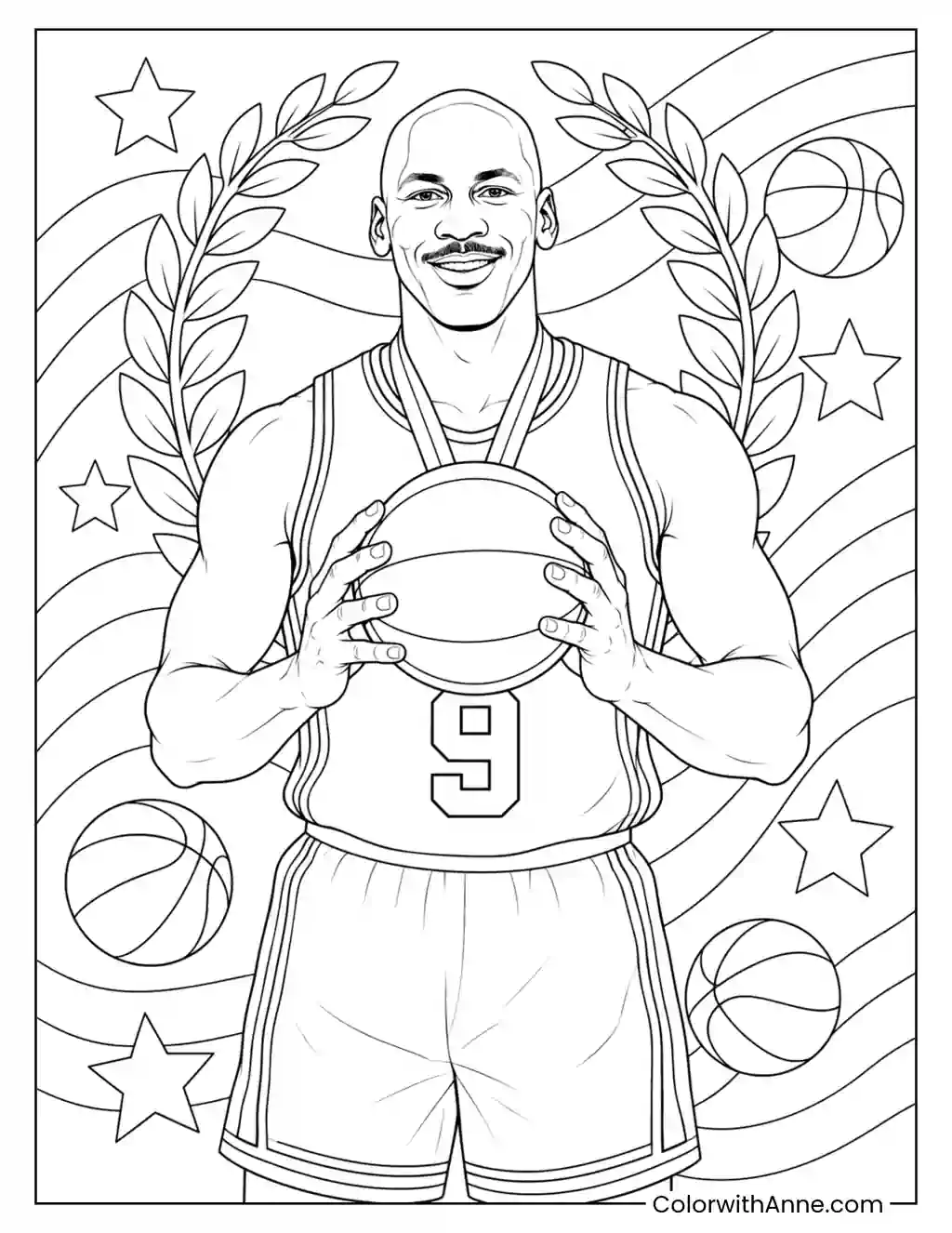 Michael Jordan Olympic Champion coloring page