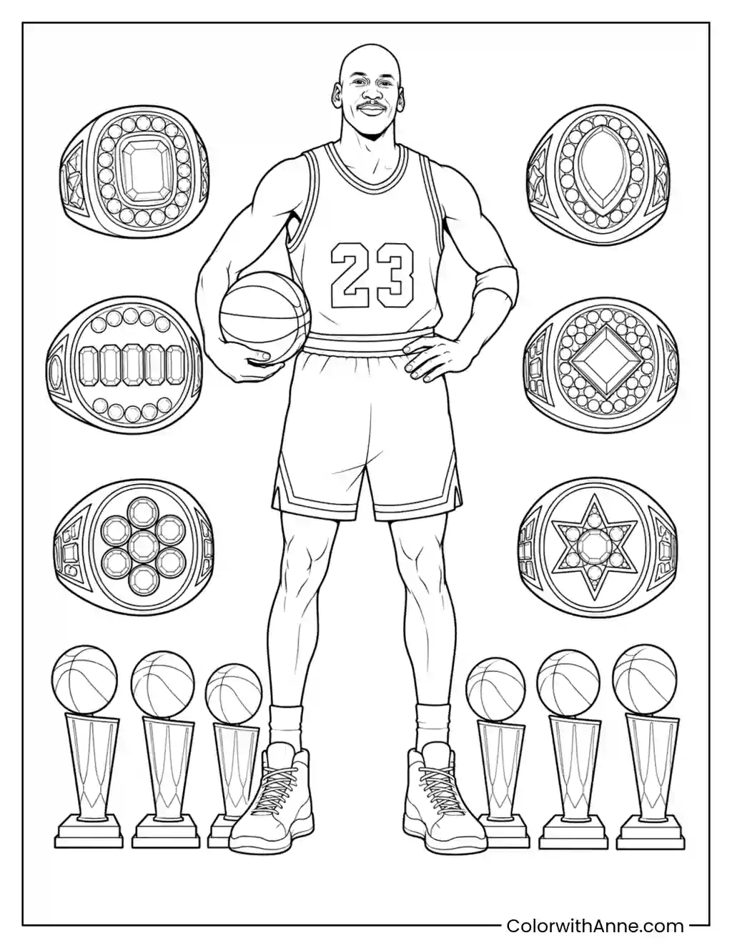 Michael Jordan Six-Time Champion coloring page