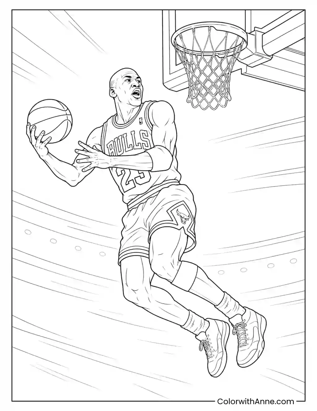 Michael Jordan Switch-Hand Layup coloring page