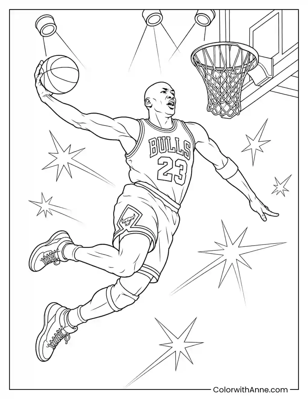Michael Jordan Windmill Dunk coloring page