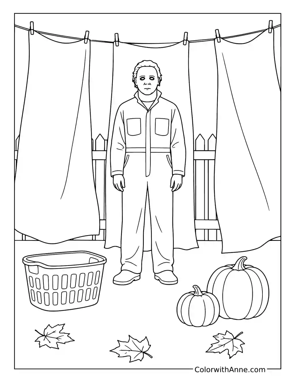 Michael Myers Among Autumn Laundry coloring page