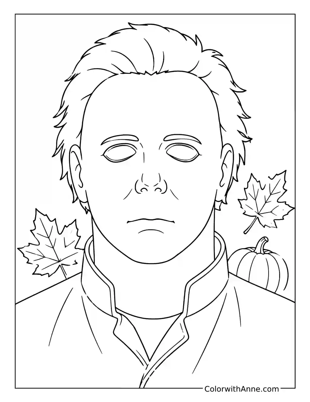Michael Myers Autumn Mask Portrait coloring page