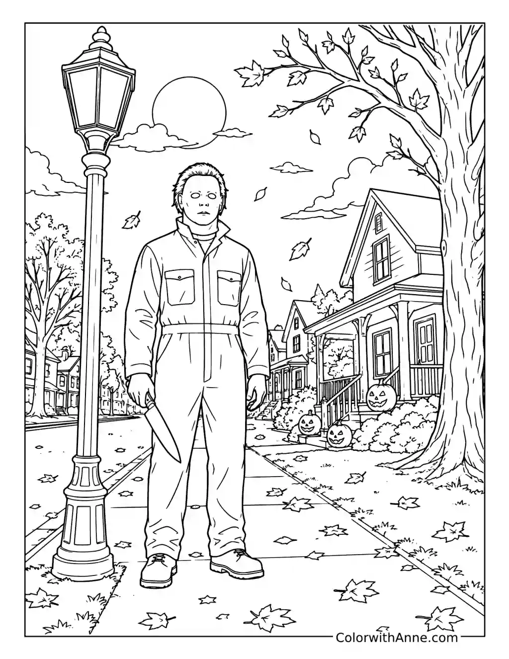 Michael Myers Halloween Night coloring page