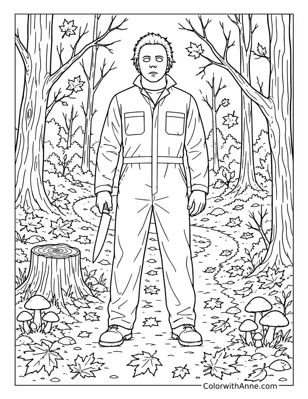 Michael Myers in the Autumn Woods coloring page