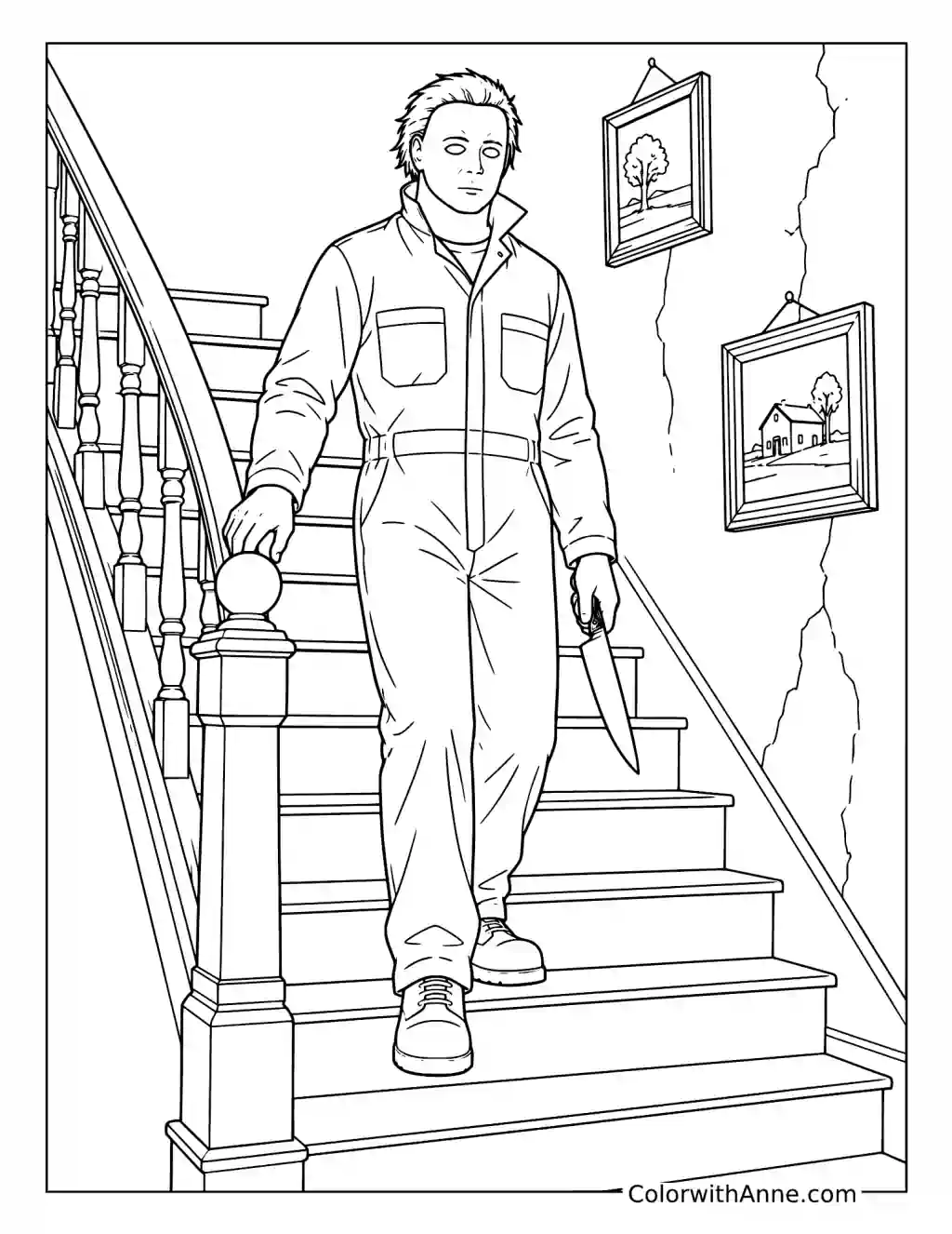 Michael Myers on the Staircase coloring page