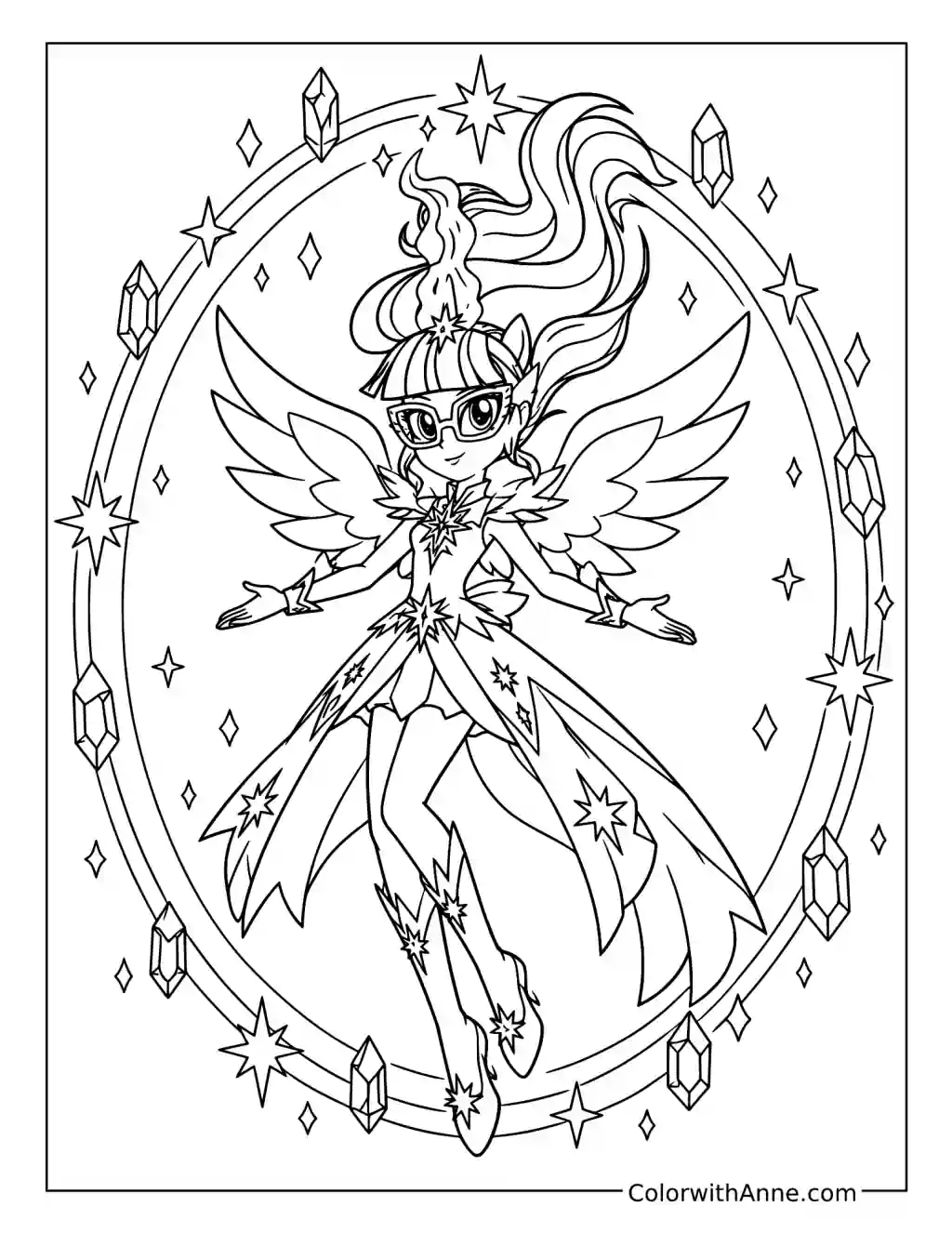 Midnight Sparkle Transformation coloring page