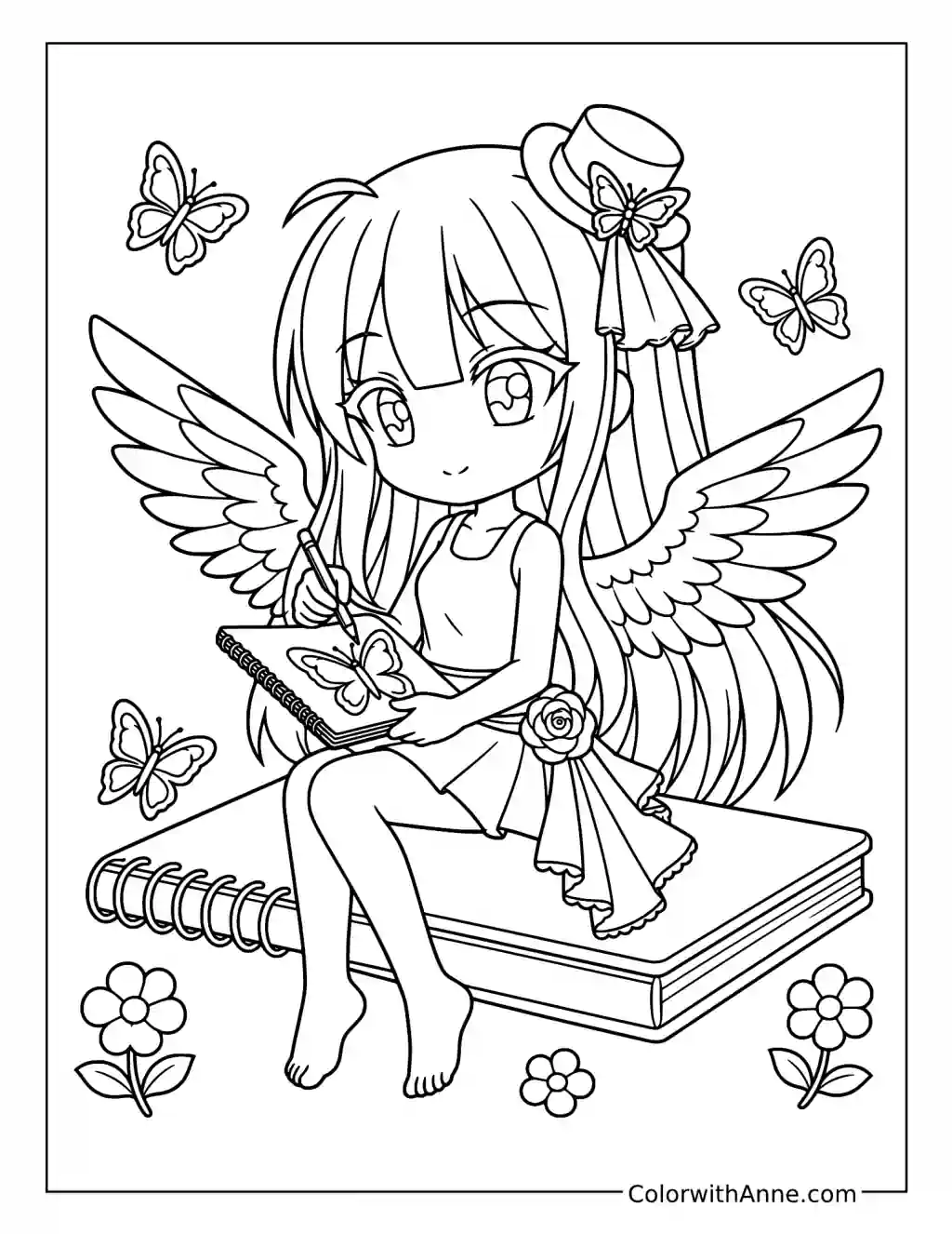 Midori’s Butterfly Sketchbook coloring page
