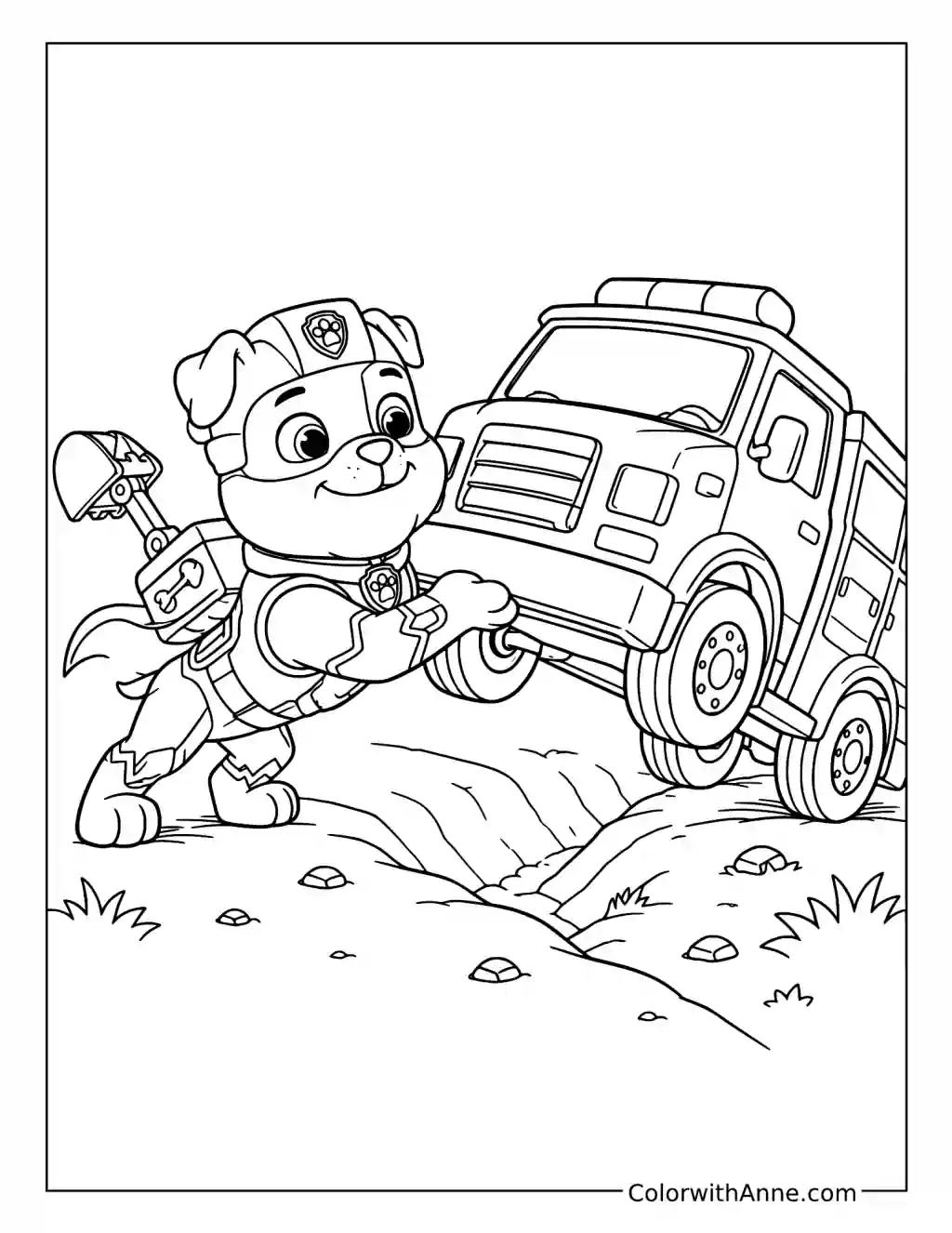 Mighty Construction Pup Rescuing a Truck coloring page