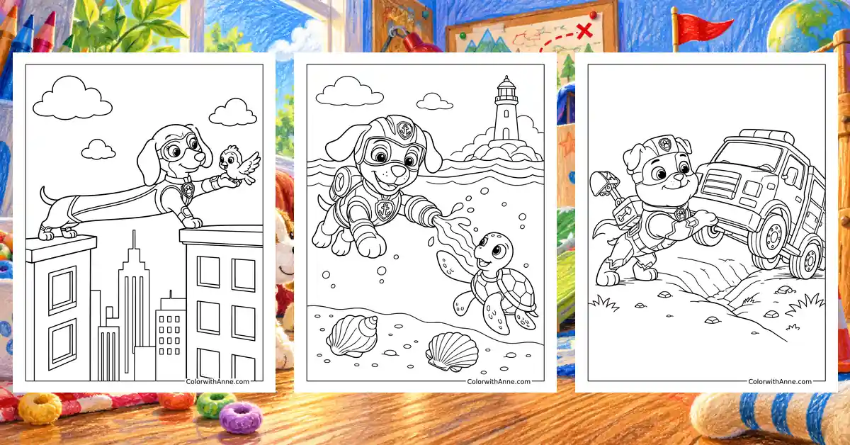 Mighty Pups Coloring Pages banner