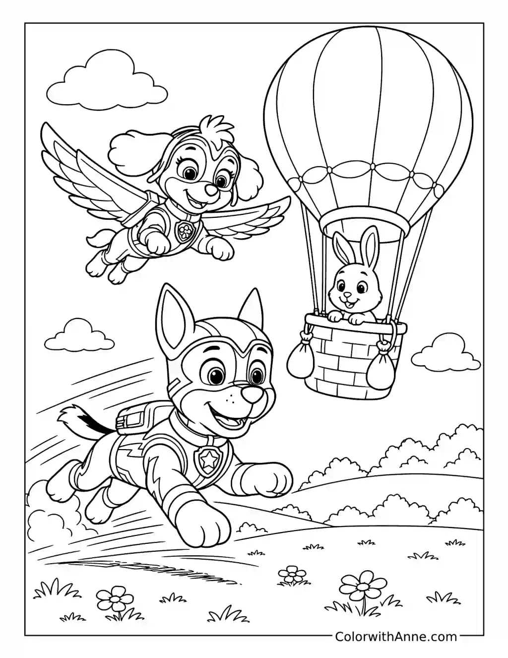 Mighty Pups Hot Air Balloon Rescue coloring page