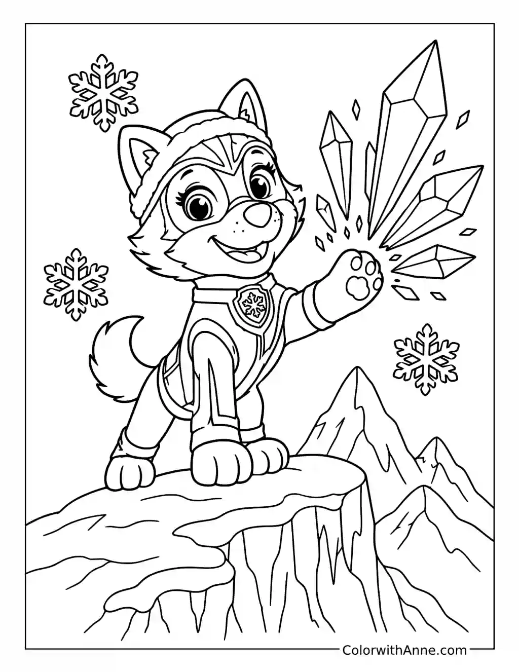 Mighty Snow Rescue Pup Creating Ice Crystals coloring page