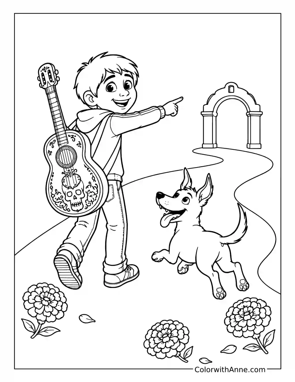 Miguel and Dante Adventure coloring page