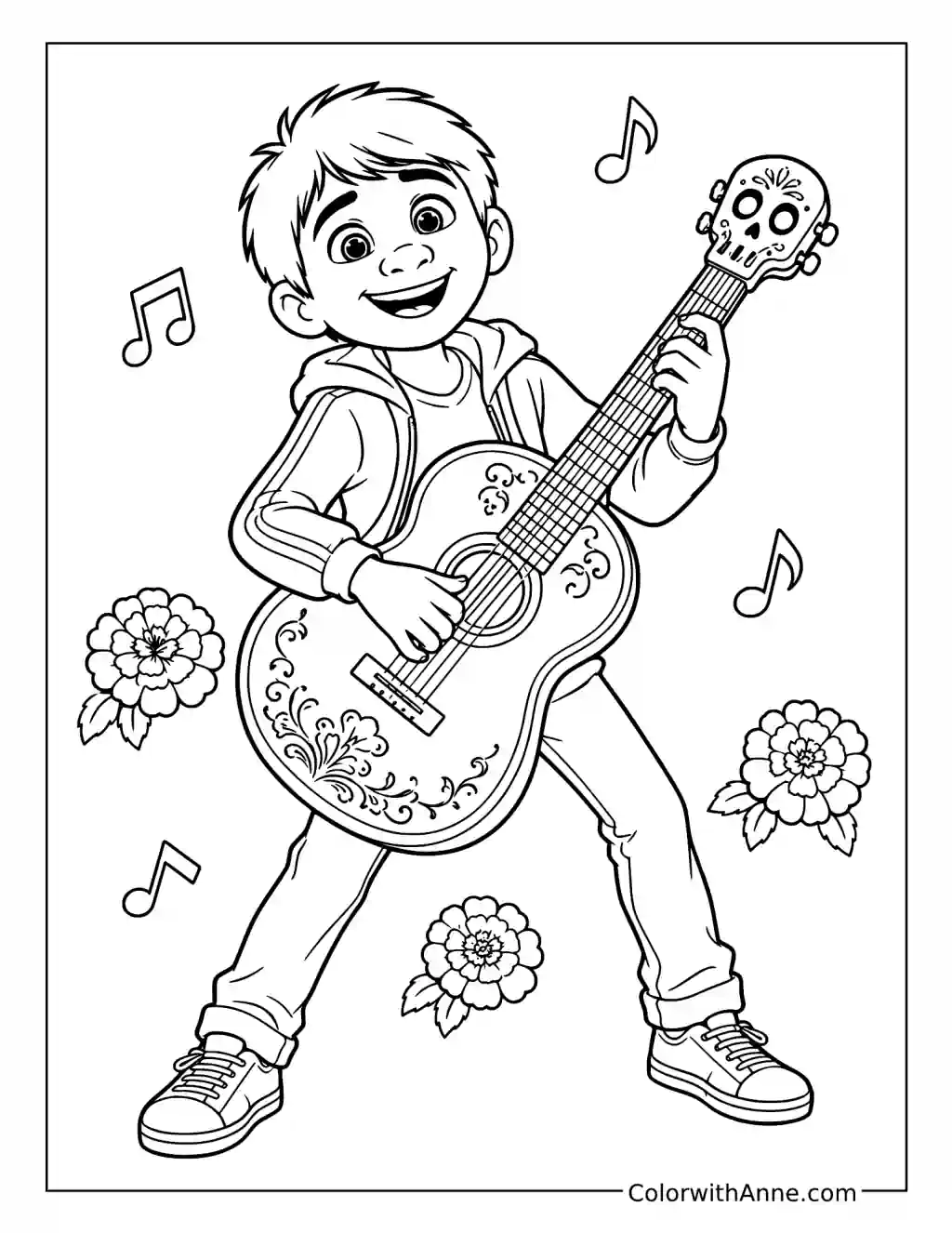 Miguel Playing His Guitar coloring page