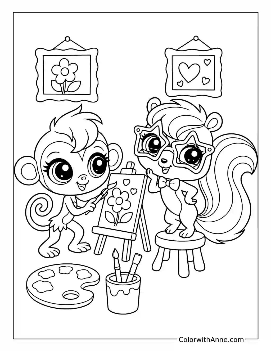 Minka and Pepper's Creative Day coloring page