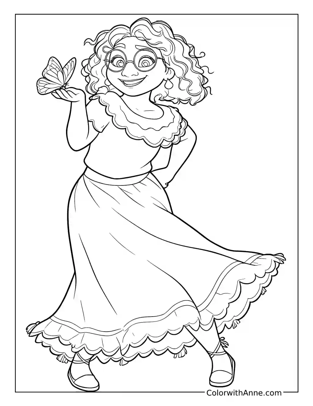 Mirabel Madrigal Holding a Butterfly coloring page