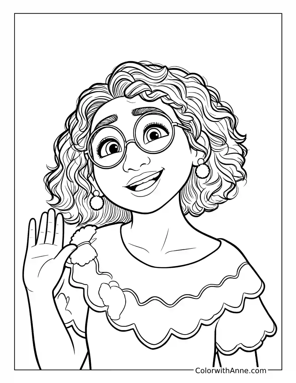 Mirabel Madrigal Waving Hello coloring page