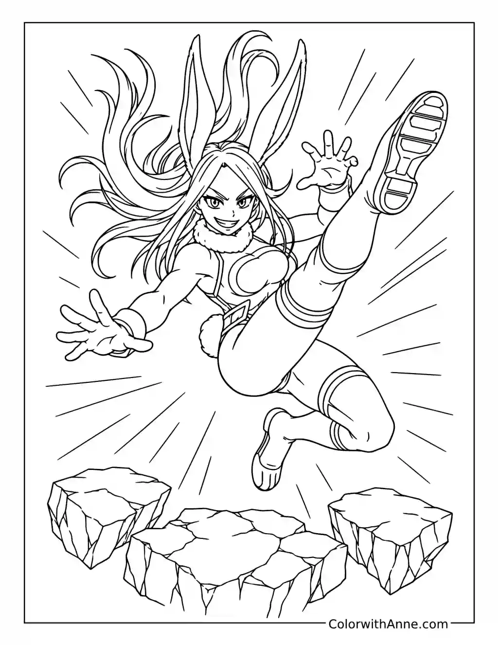 Mirko’s Midair Rabbit Hero Kick coloring page
