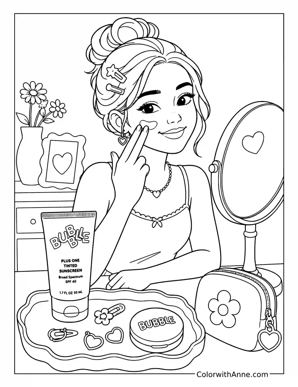 Mirror Moment with Tinted Sunscreen coloring page