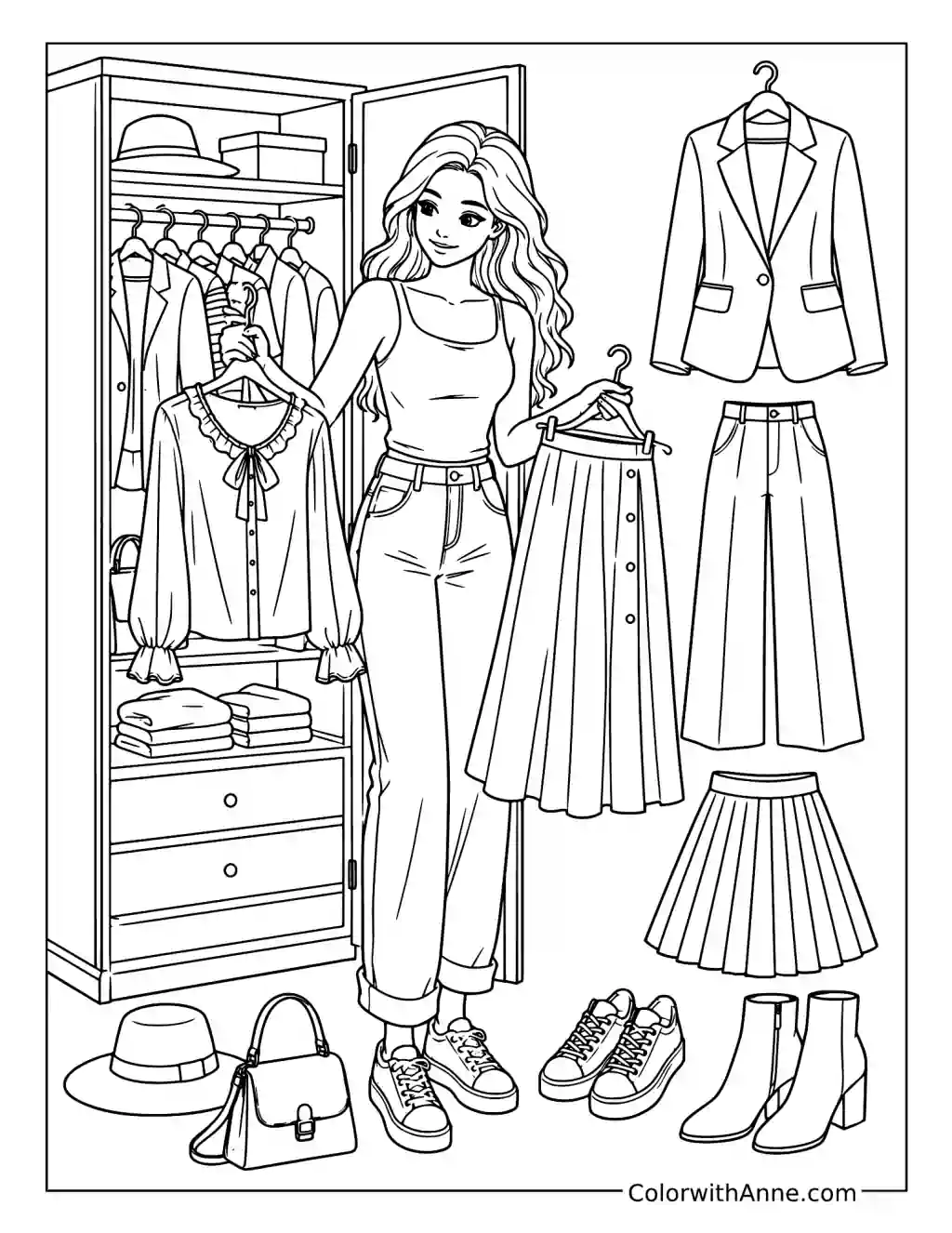 Mix-and-Match Wardrobe Styling coloring page
