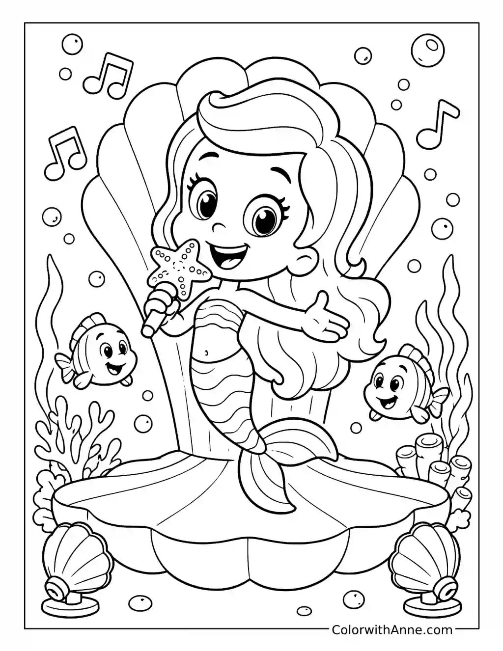 Molly Sings on a Clam-Shell Stage coloring page