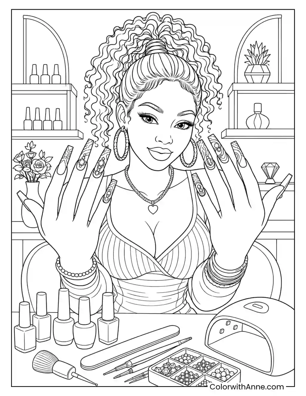 Money Green Nail Salon coloring page