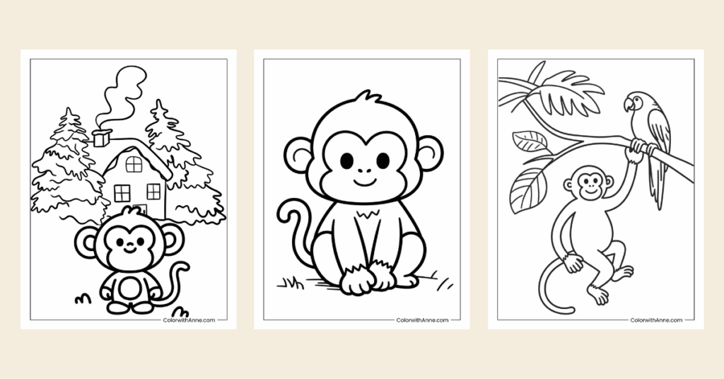 monkey coloring pages banner