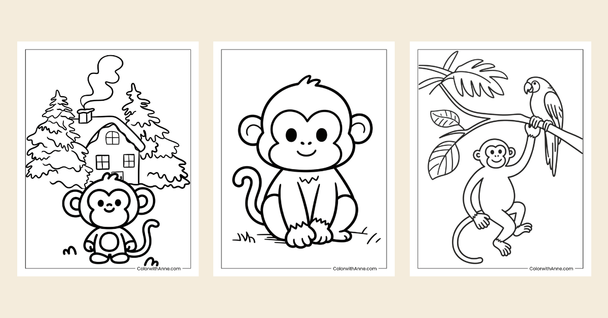 monkey coloring pages banner