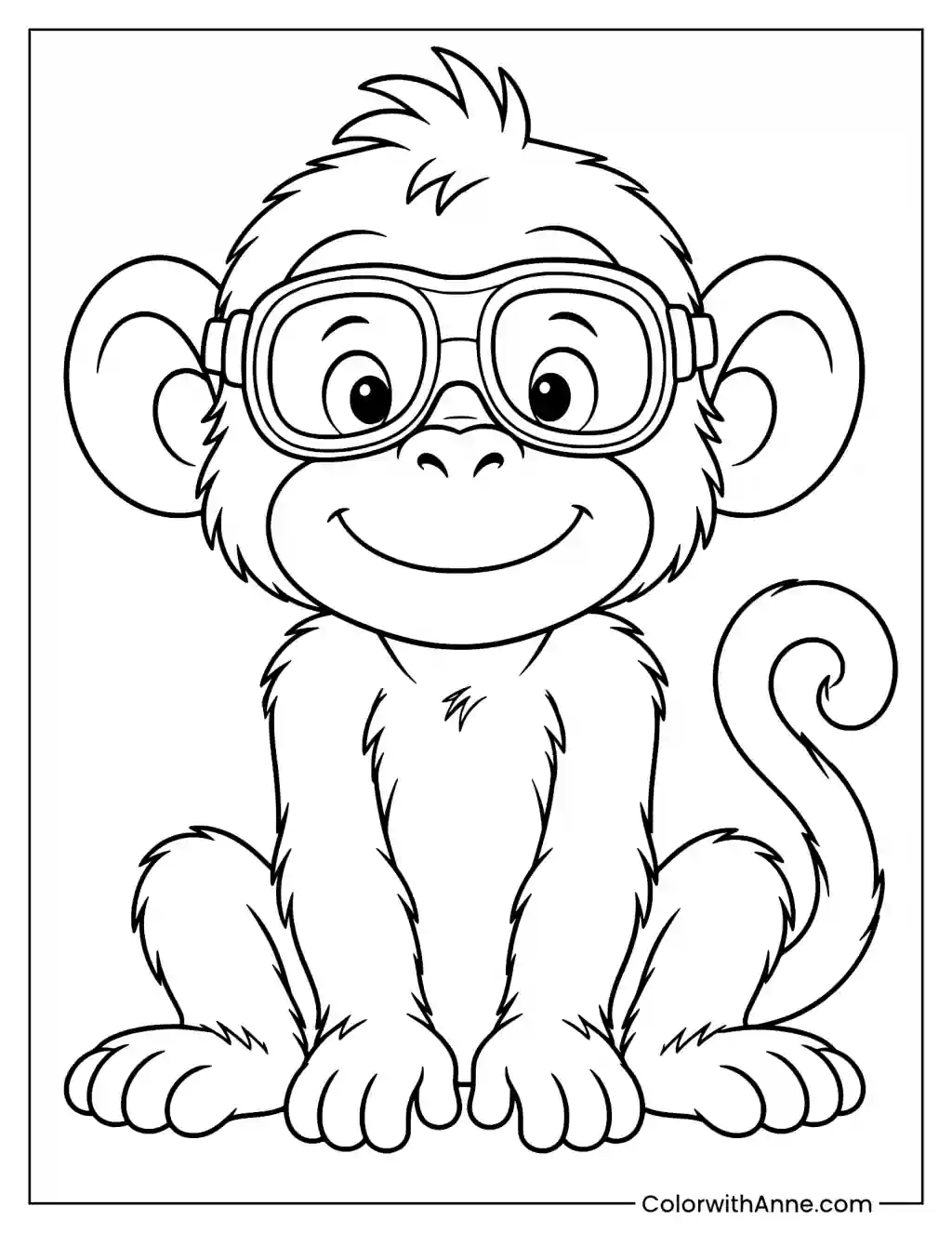 Monkey in Goggles Coloring Page