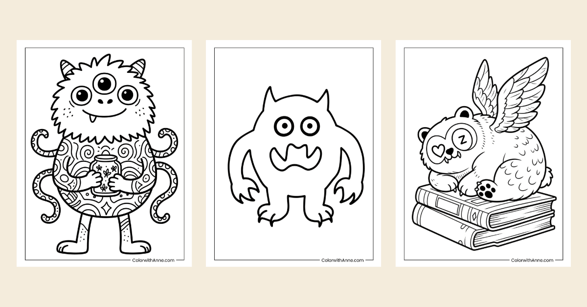 monster coloring pages banner