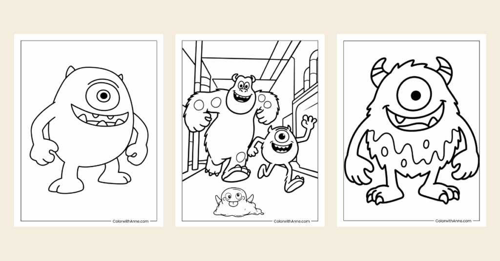 monster inc coloring pages banner