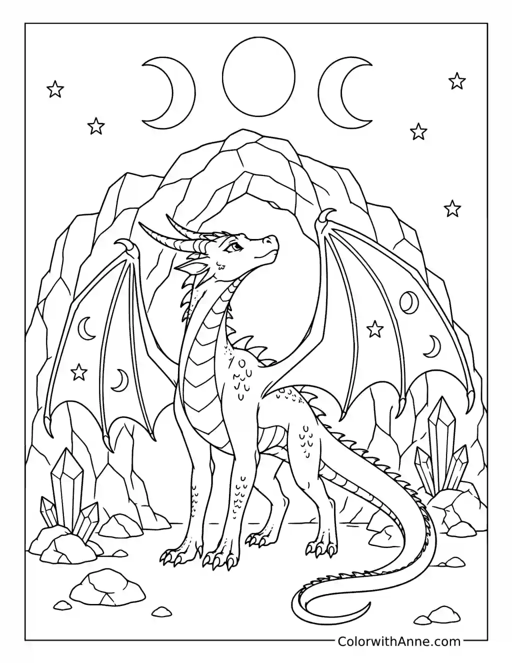 Moonwatcher Beneath the Three Moons coloring page