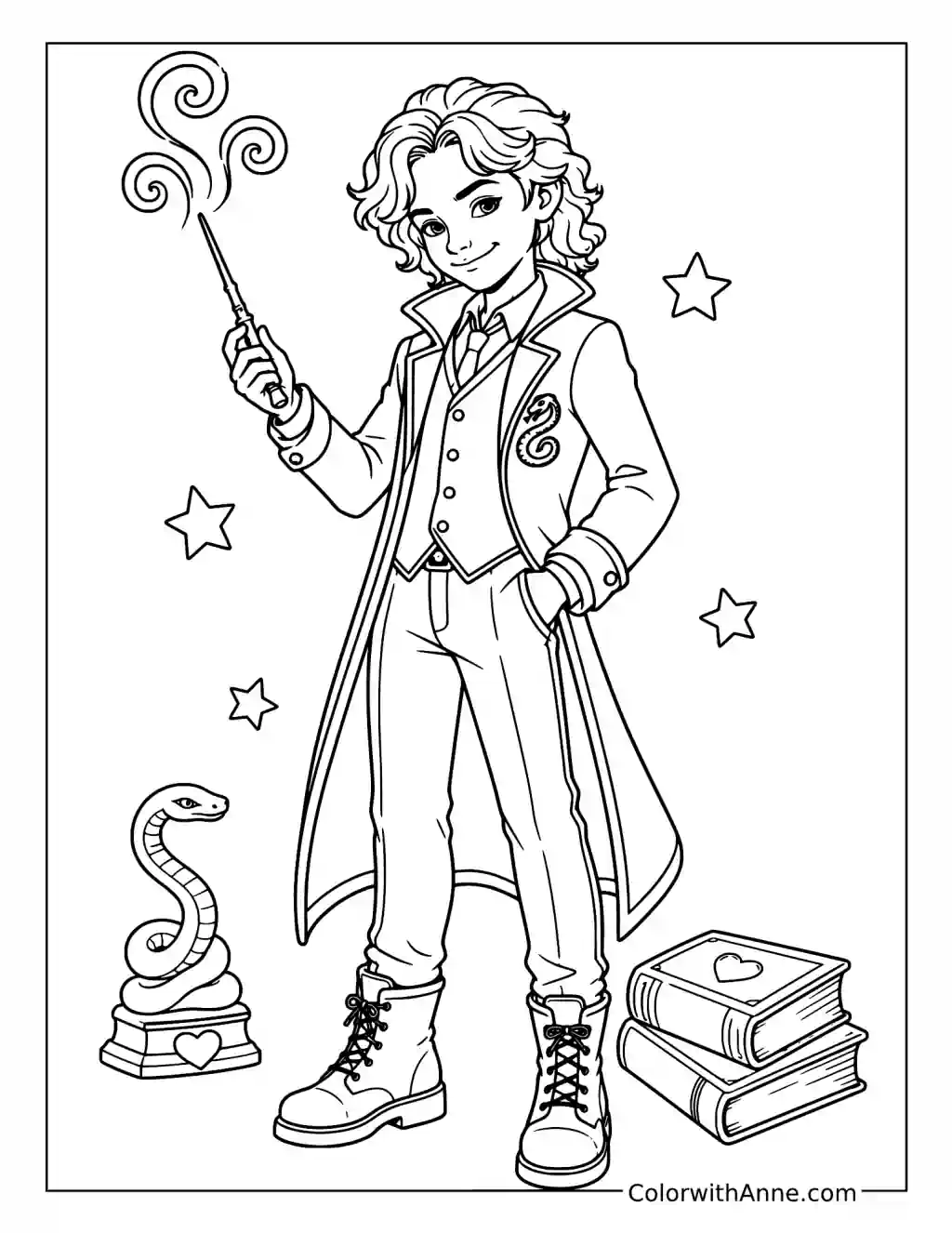 Morgie Casting Snake Magic coloring page