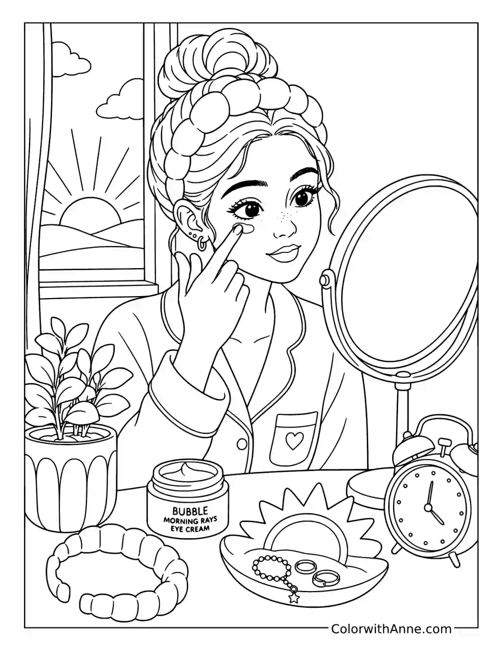 Morning Eye Cream at the Vanity coloring page