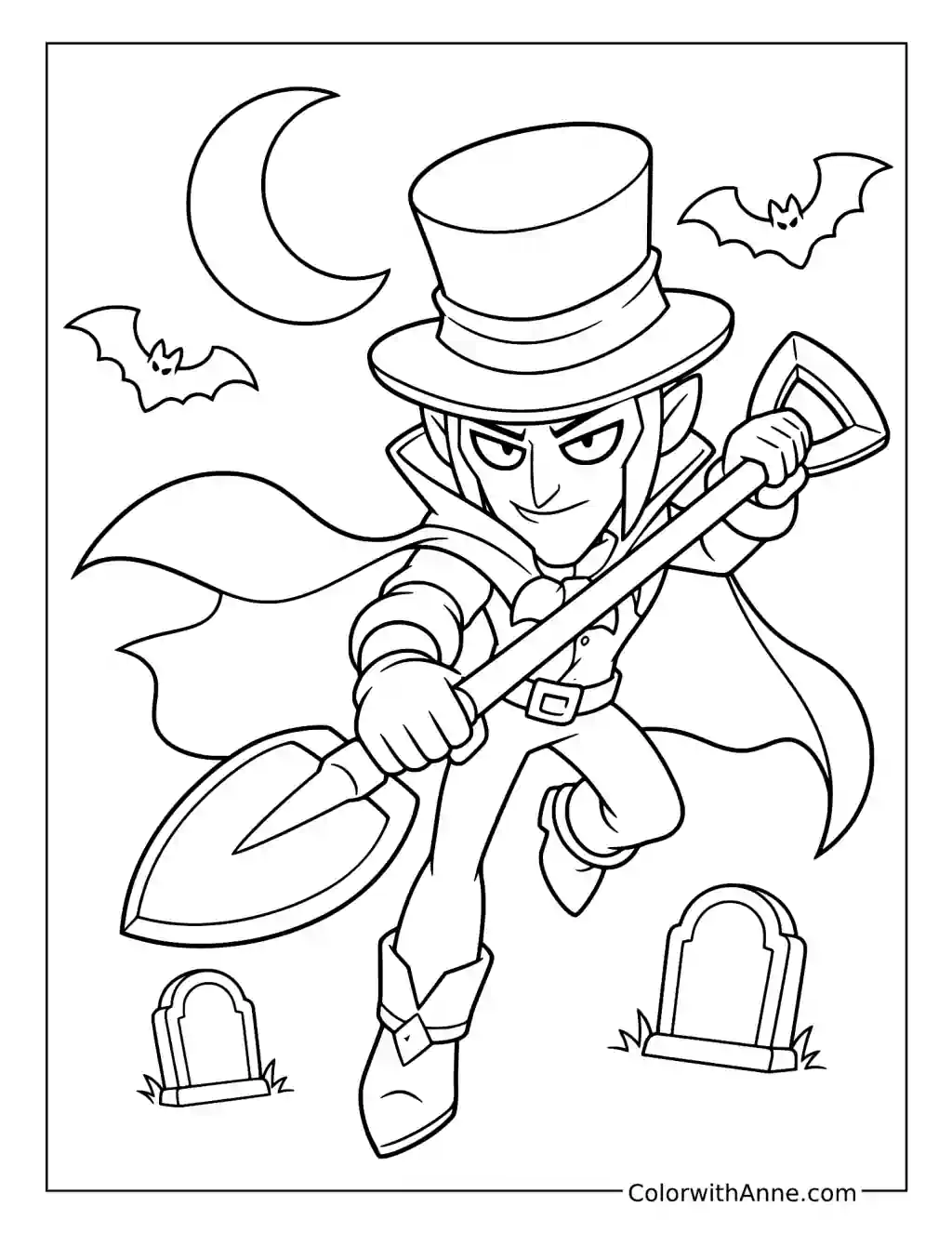 Mortis Leaping with His Shovel coloring page