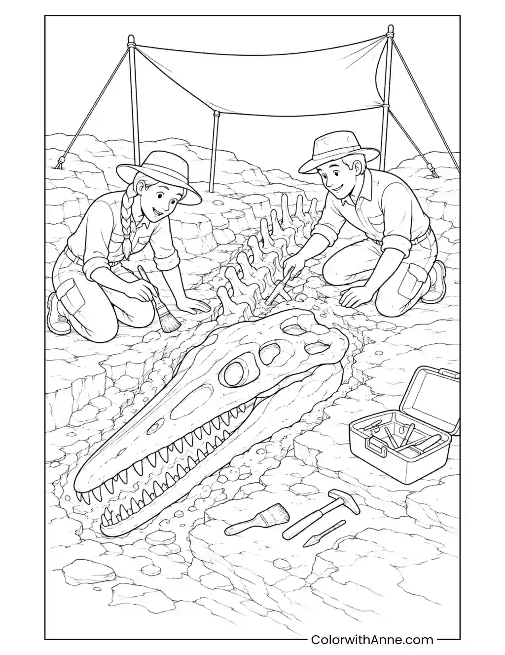 Mosasaurus Fossil Discovery coloring page