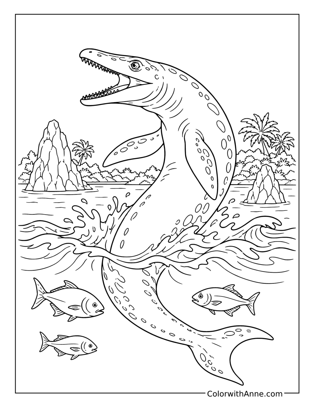 Mosasaurus Leaping from the Water coloring page