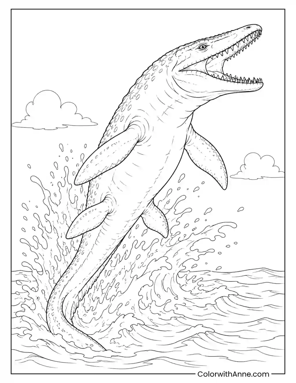 Mosasaurus Leaping Out of the Water coloring page
