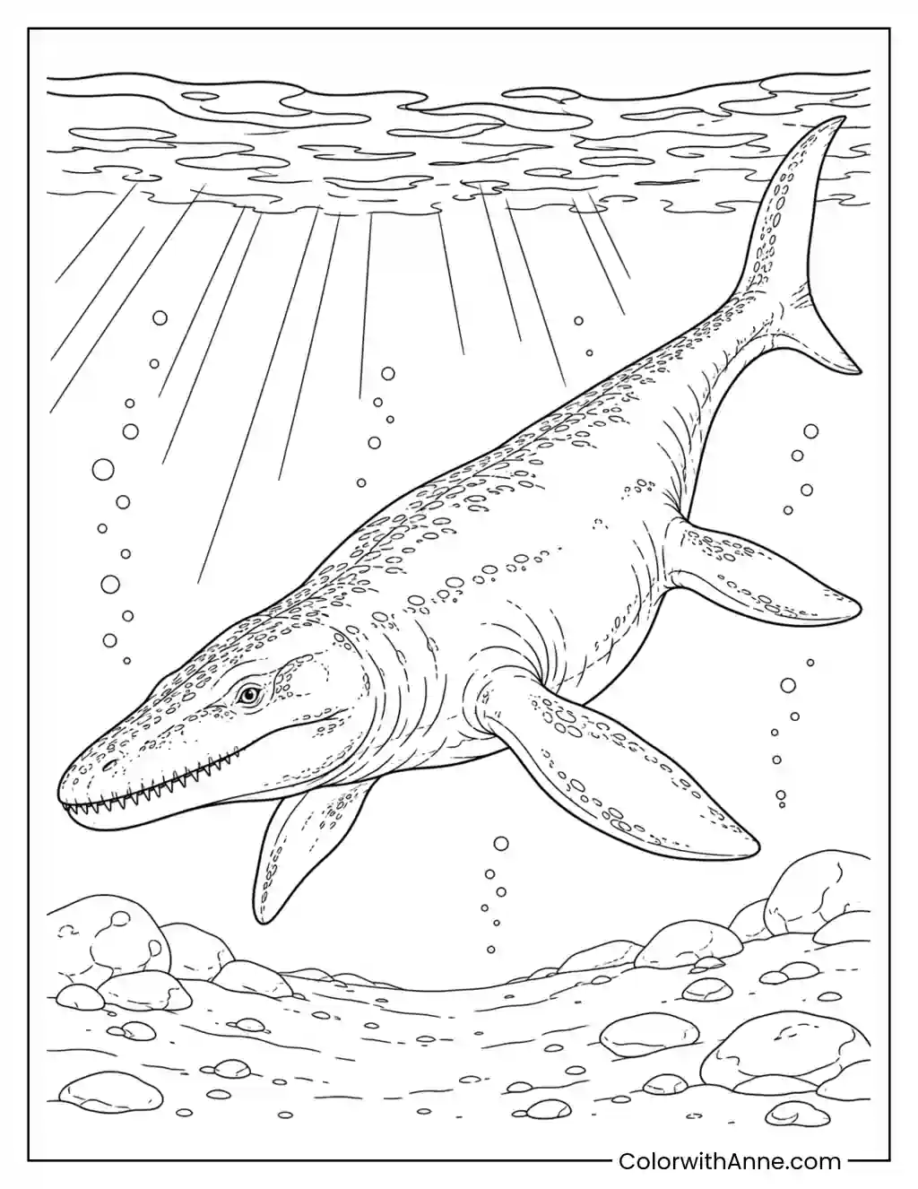 Mosasaurus Resting in Calm Water coloring page