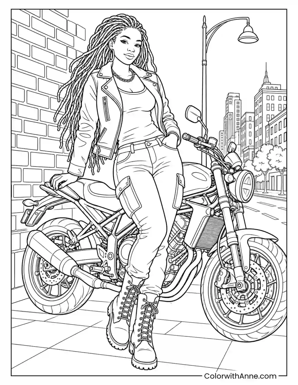 Motorcycle Street Queen coloring page