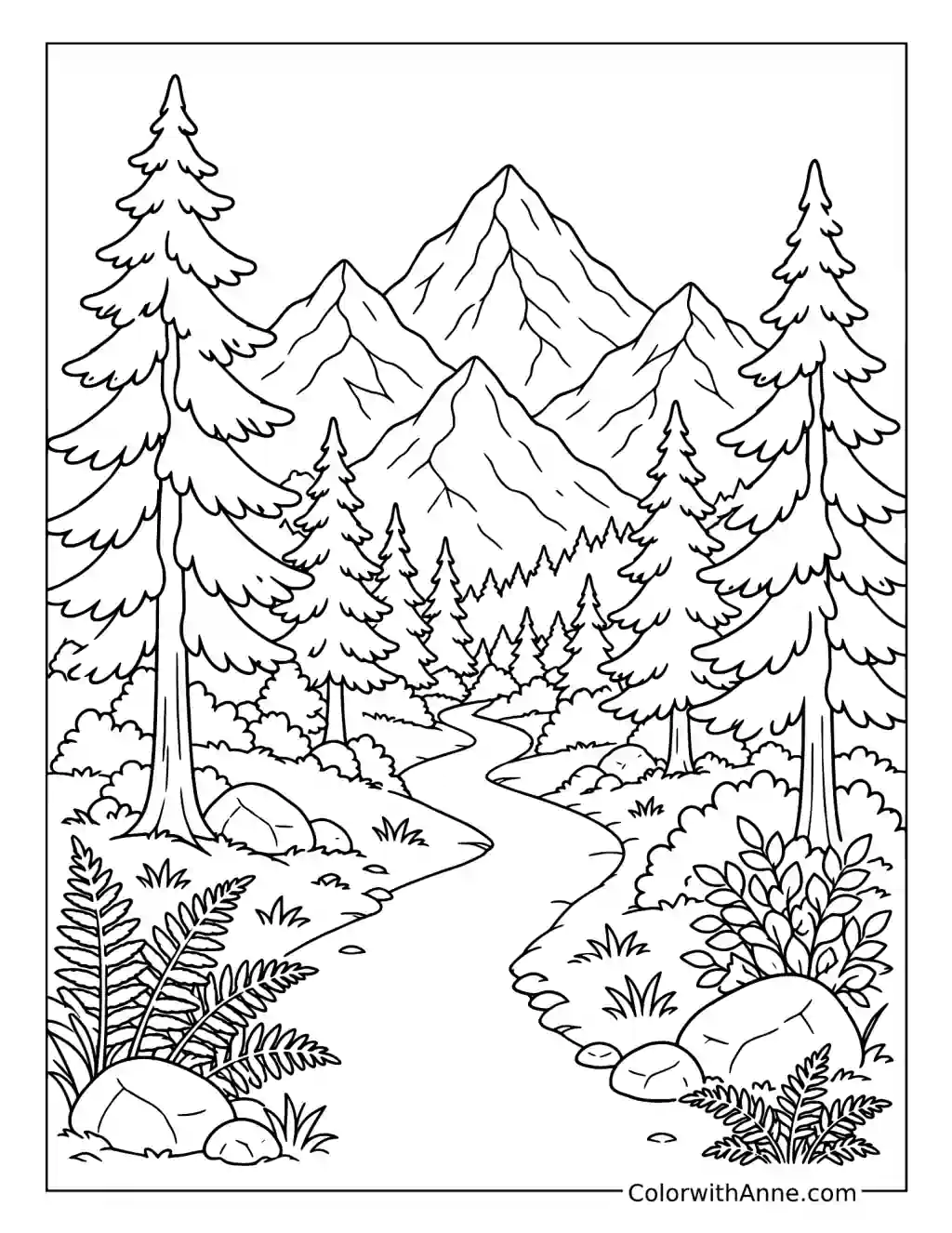 Mountain Forest coloring page