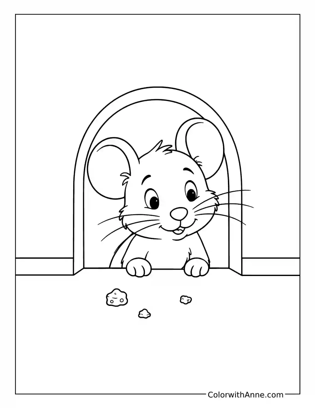 Mouse Peeking from a Mouse Hole coloring page