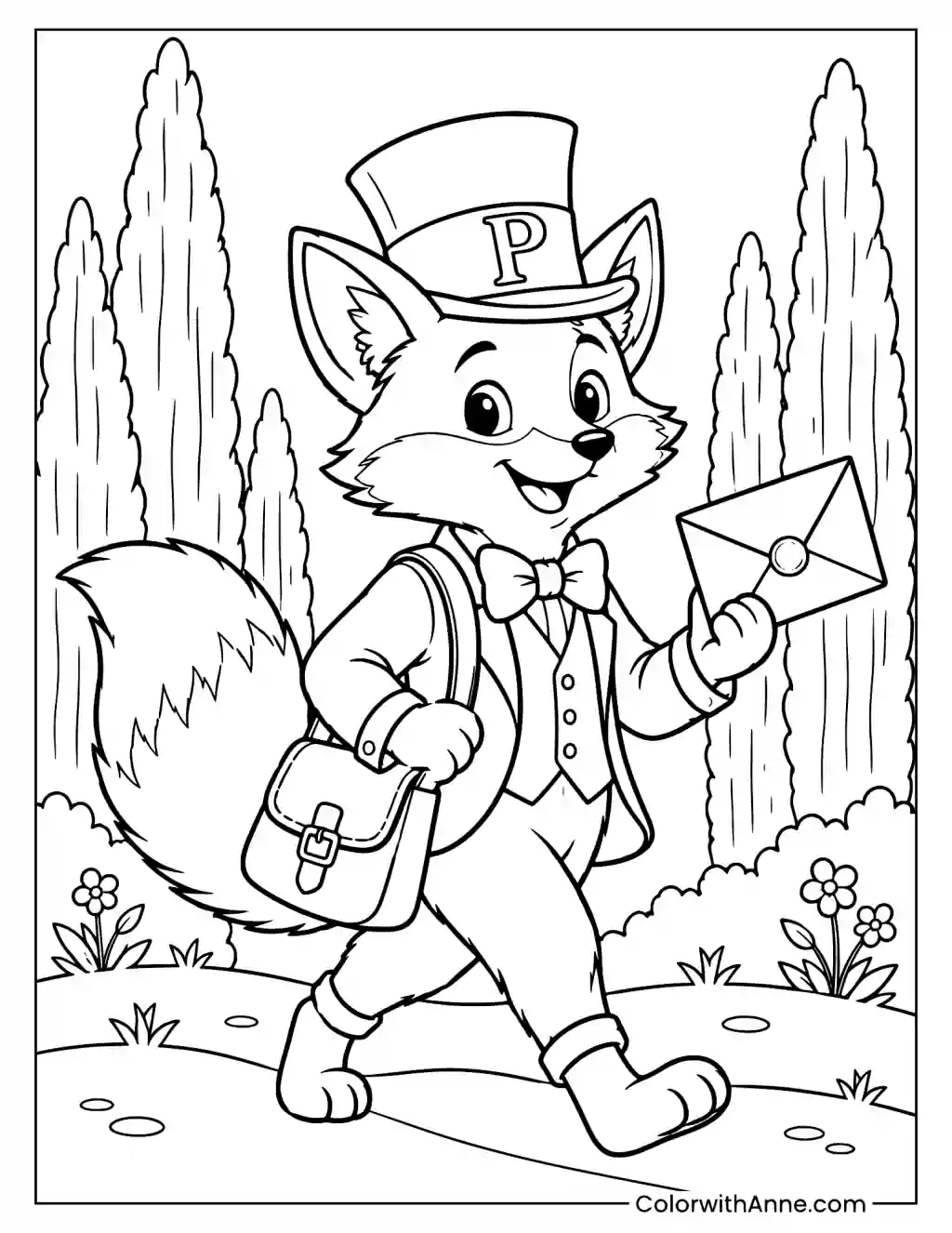 Mr. Fox’s Letter Delivery Service Coloring Page