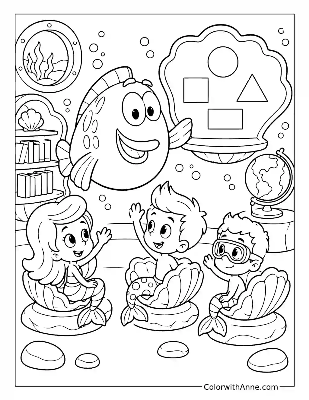 Mr. Grouper’s Underwater Classroom coloring page