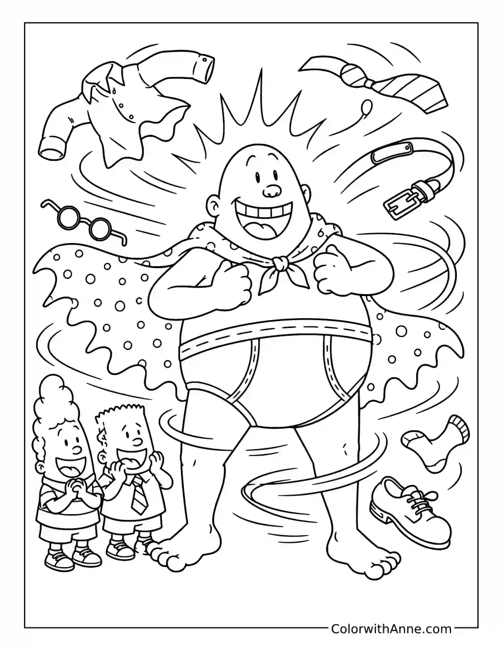 Mr. Krupp Transforming into Captain Underpants coloring page